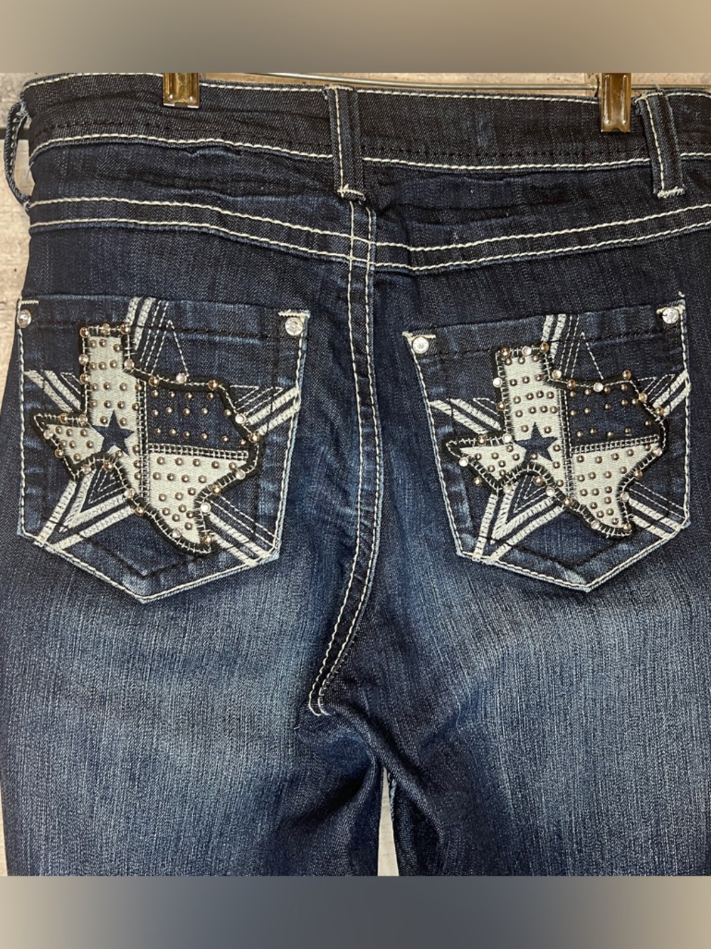Cato Premium Texas Star Blue Embellished Jeans Western Dallas Cowboys Unique